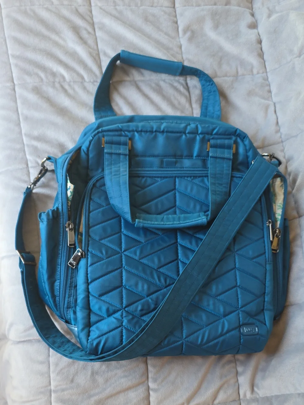 Lug Ocean Blue Quilted Women's Carry All Ranger XL Bag with Crossbody Strap
